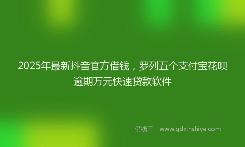 2025年最新抖音官方借钱，罗列五个支付宝花呗逾期万元快速贷款软件