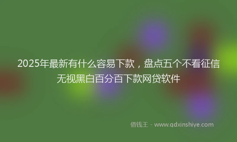 2025年最新有什么容易下款，盘点五个不看征信无视黑白百分百下款网贷软件