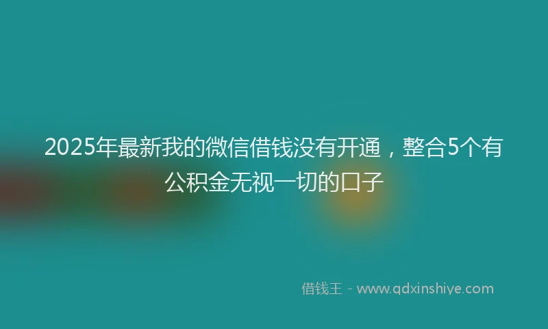2025年最新我的微信借钱没有开通，整合5个有公积金无视一切的口子
