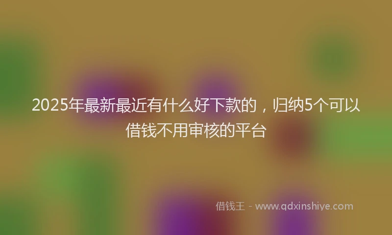 2025年最新最近有什么好下款的，归纳5个可以借钱不用审核的平台