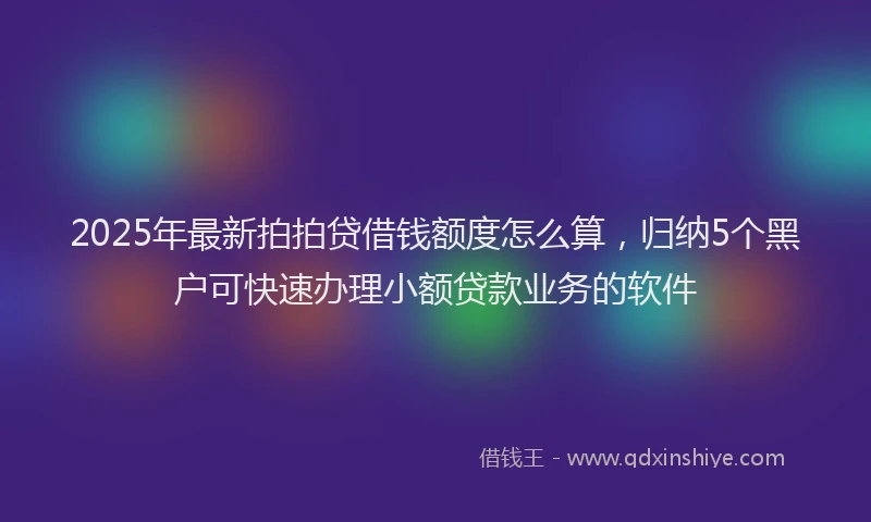 2025年最新拍拍贷借钱额度怎么算，归纳5个黑户可快速办理小额贷款业务的软件