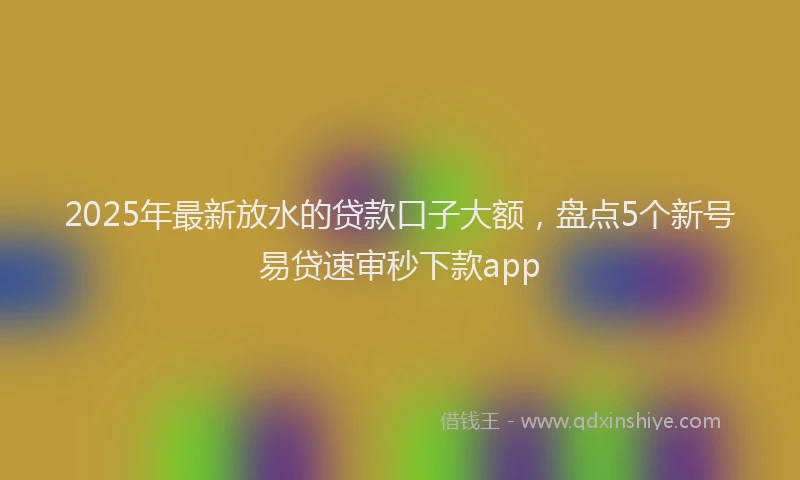 2025年最新放水的贷款口子大额，盘点5个新号易贷速审秒下款app