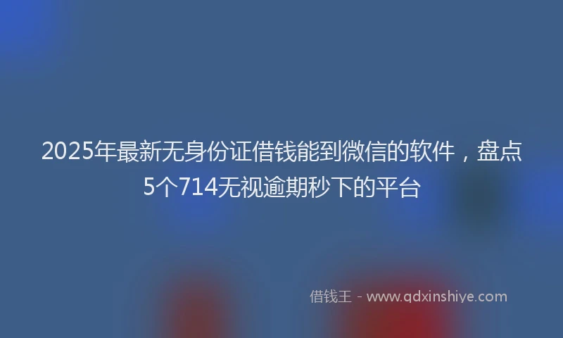 2025年最新无身份证借钱能到微信的软件，盘点5个714无视逾期秒下的平台
