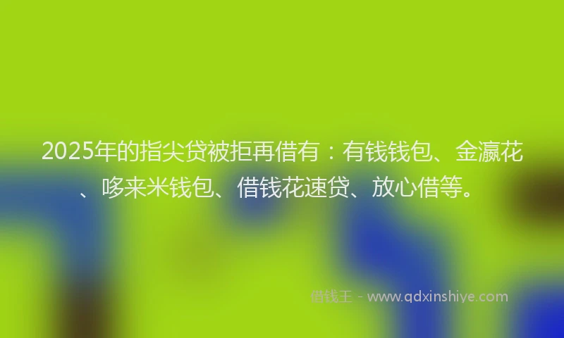 2025年的指尖贷被拒再借有：有钱钱包、金瀛花、哆来米钱包、借钱花速贷、放心借等。