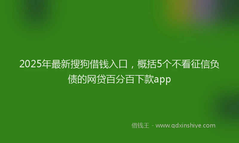 2025年最新搜狗借钱入口，概括5个不看征信负债的网贷百分百下款app