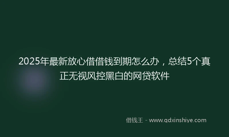 2025年最新放心借借钱到期怎么办，总结5个真正无视风控黑白的网贷软件