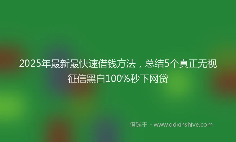 2025年最新最快速借钱方法，总结5个真正无视征信黑白100%秒下网贷
