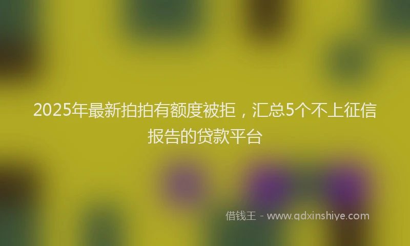 2025年最新拍拍有额度被拒，汇总5个不上征信报告的贷款平台