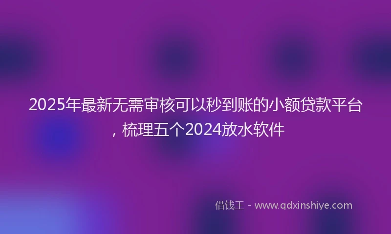 2025年最新无需审核可以秒到账的小额贷款平台，梳理五个2024放水软件