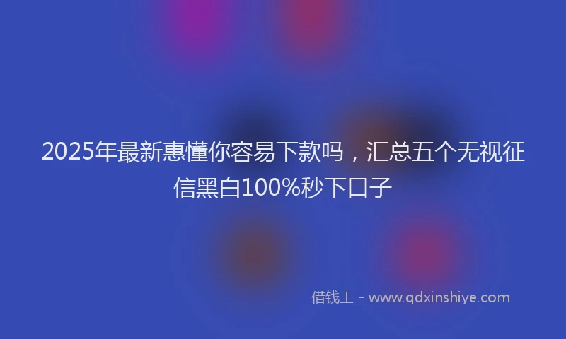 2025年最新惠懂你容易下款吗，汇总五个无视征信黑白100%秒下口子