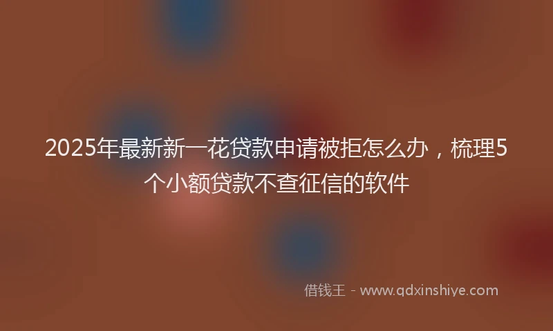 2025年最新新一花贷款申请被拒怎么办，梳理5个小额贷款不查征信的软件