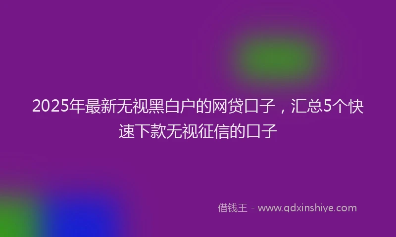 2025年最新无视黑白户的网贷口子，汇总5个快速下款无视征信的口子