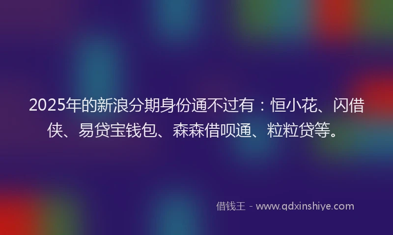 2025年的新浪分期身份通不过有：恒小花、闪借侠、易贷宝钱包、森森借呗通、粒粒贷等。