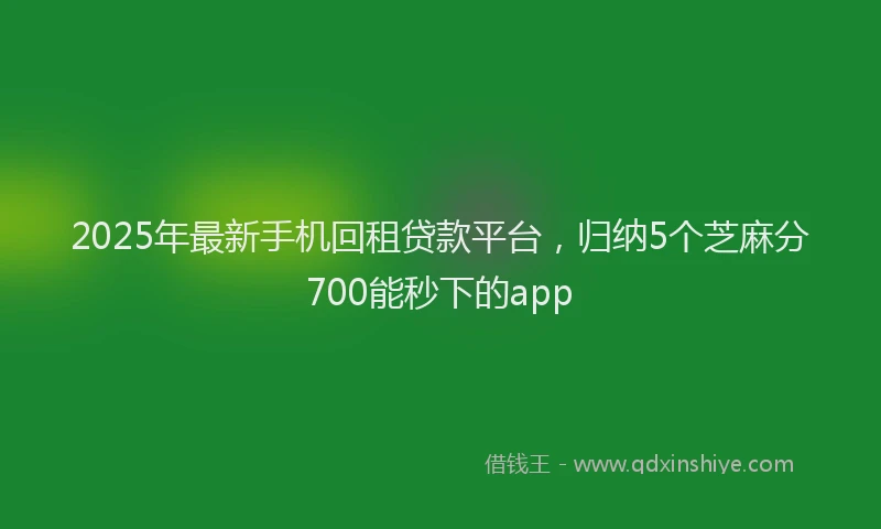 2025年最新手机回租贷款平台，归纳5个芝麻分700能秒下的app