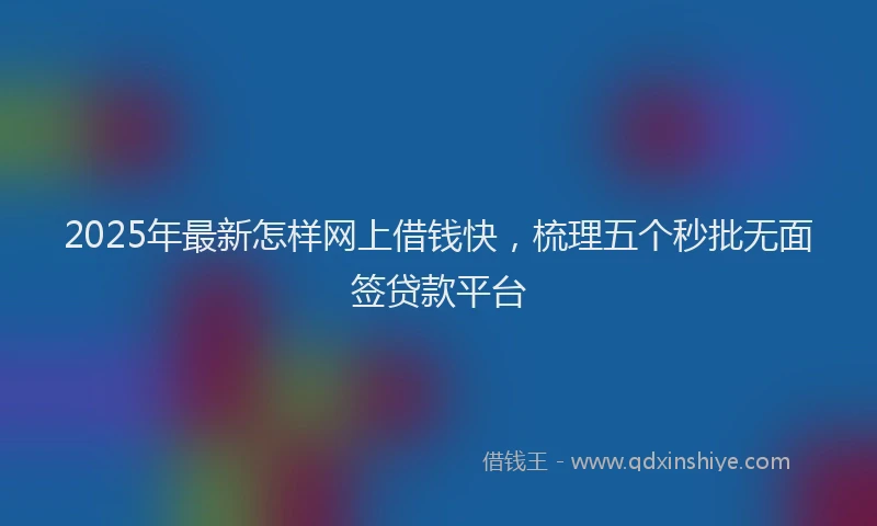 2025年最新怎样网上借钱快，梳理五个秒批无面签贷款平台