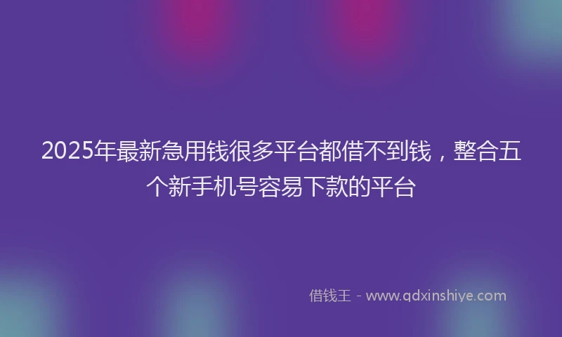 2025年最新急用钱很多平台都借不到钱，整合五个新手机号容易下款的平台