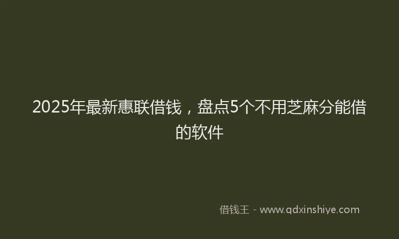 2025年最新惠联借钱，盘点5个不用芝麻分能借的软件