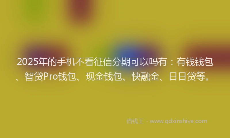 2025年的手机不看征信分期可以吗有：有钱钱包、智贷Pro钱包、现金钱包、快融金、日日贷等。