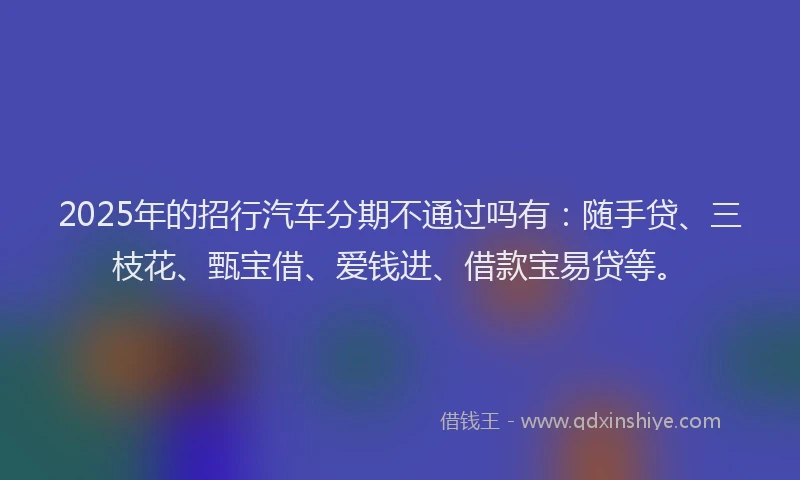 2025年的招行汽车分期不通过吗有：随手贷、三枝花、甄宝借、爱钱进、借款宝易贷等。