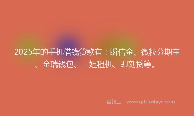 2025年的手机借钱贷款有：瞬信金、微粒分期宝、金瑞钱包、一姐租机、即刻贷等。