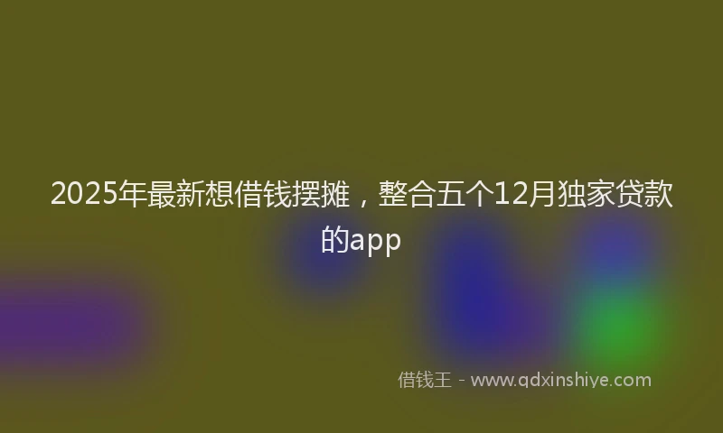 2025年最新想借钱摆摊，整合五个12月独家贷款的app