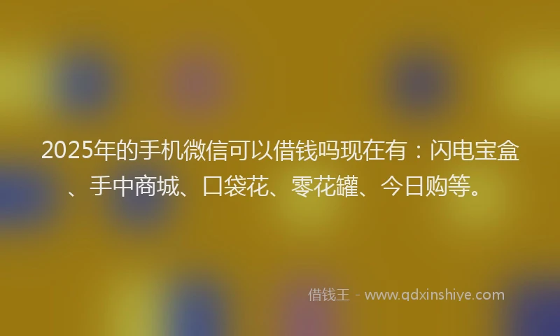 2025年的手机微信可以借钱吗现在有：闪电宝盒、手中商城、口袋花、零花罐、今日购等。