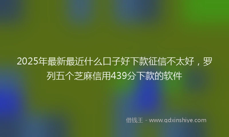 2025年最新最近什么口子好下款征信不太好，罗列五个芝麻信用439分下款的软件