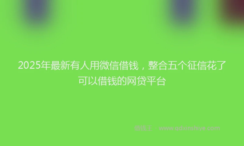 2025年最新有人用微信借钱，整合五个征信花了可以借钱的网贷平台