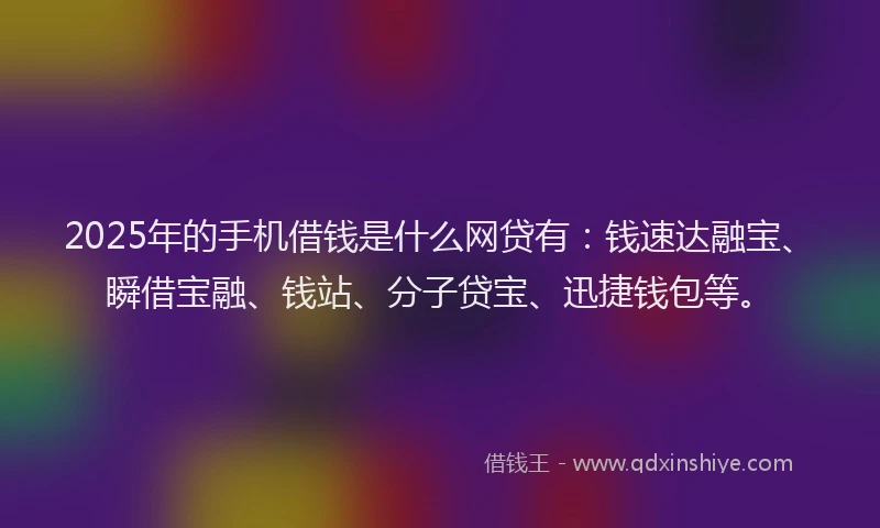 2025年的手机借钱是什么网贷有：钱速达融宝、瞬借宝融、钱站、分子贷宝、迅捷钱包等。