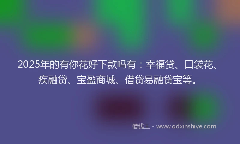 2025年的有你花好下款吗有：幸福贷、口袋花、疾融贷、宝盈商城、借贷易融贷宝等。