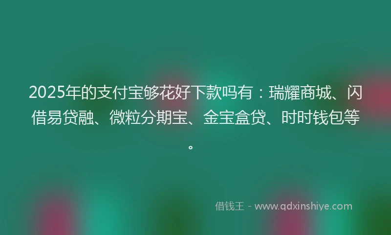2025年的支付宝够花好下款吗有：瑞耀商城、闪借易贷融、微粒分期宝、金宝盒贷、时时钱包等。