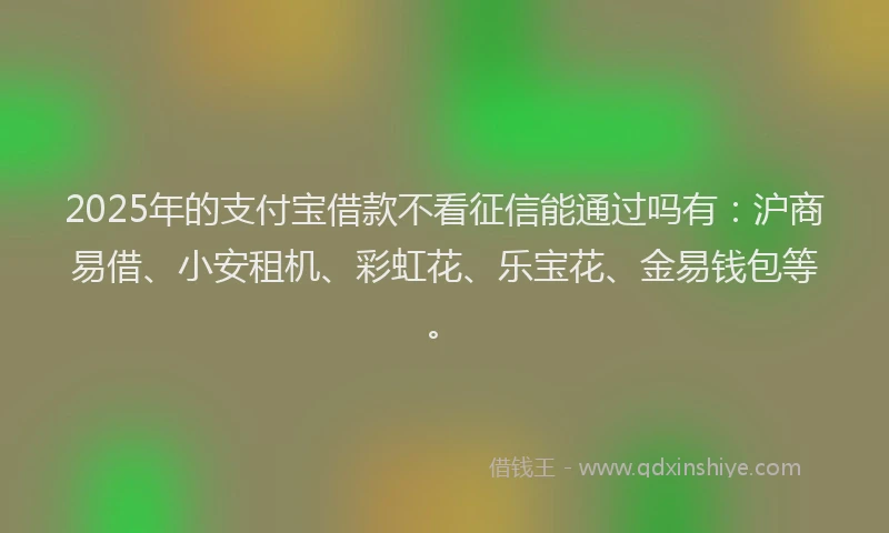 2025年的支付宝借款不看征信能通过吗有：沪商易借、小安租机、彩虹花、乐宝花、金易钱包等。