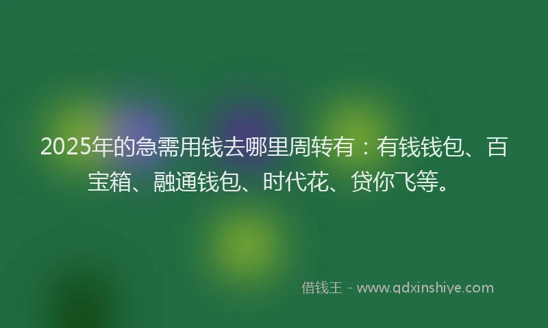 2025年的急需用钱去哪里周转有：有钱钱包、百宝箱、融通钱包、时代花、贷你飞等。