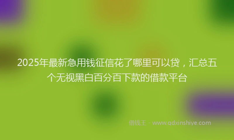 2025年最新急用钱征信花了哪里可以贷，汇总五个无视黑白百分百下款的借款平台