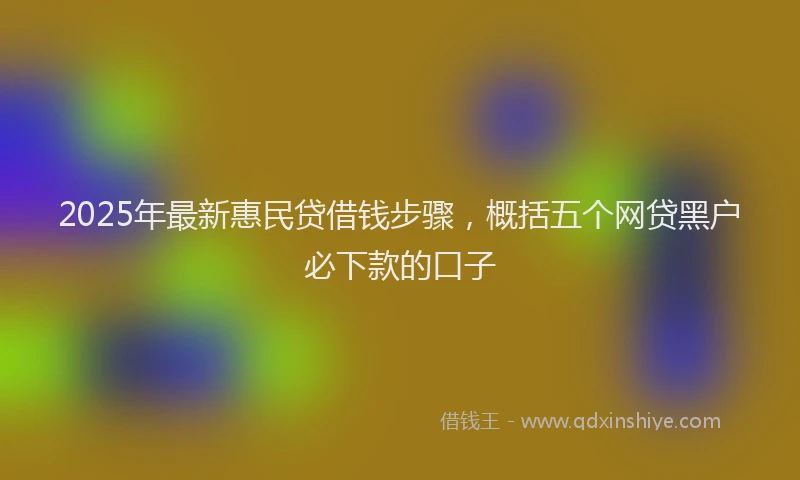 2025年最新惠民贷借钱步骤，概括五个网贷黑户必下款的口子