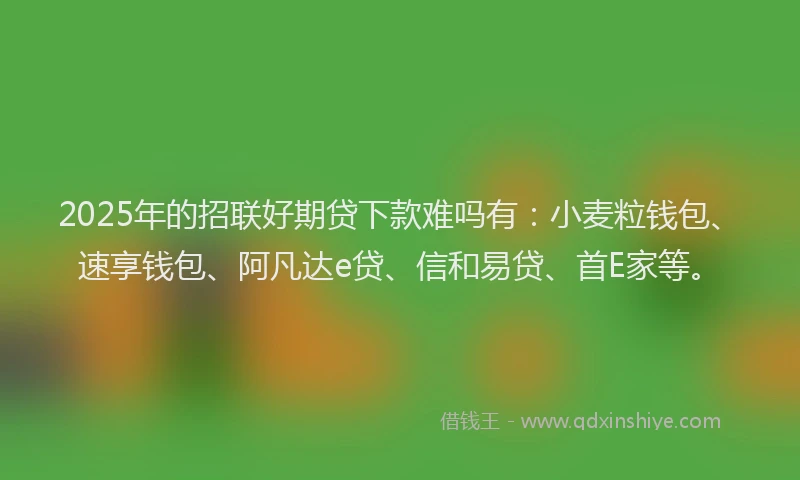 2025年的招联好期贷下款难吗有：小麦粒钱包、速享钱包、阿凡达e贷、信和易贷、首E家等。