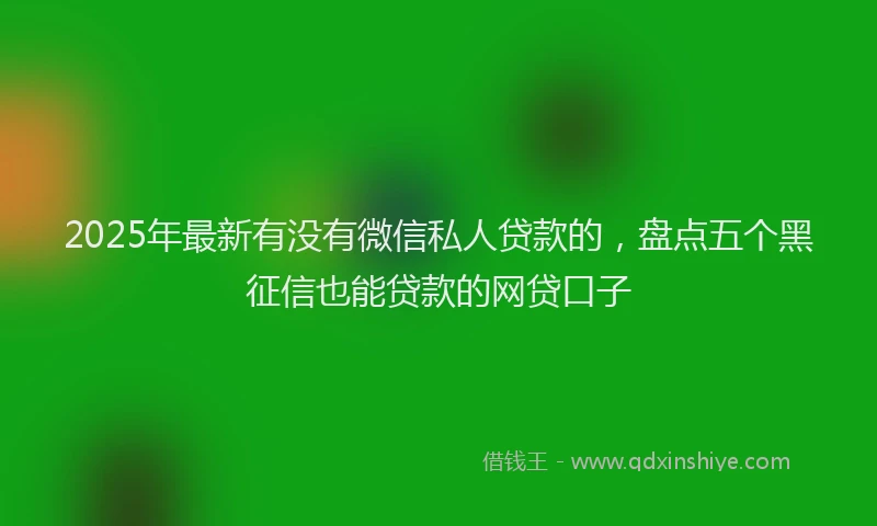 2025年最新有没有微信私人贷款的，盘点五个黑征信也能贷款的网贷口子