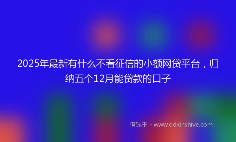 2025年最新有什么不看征信的小额网贷平台，归纳五个12月能贷款的口子