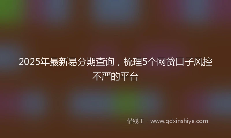 2025年最新易分期查询，梳理5个网贷口子风控不严的平台