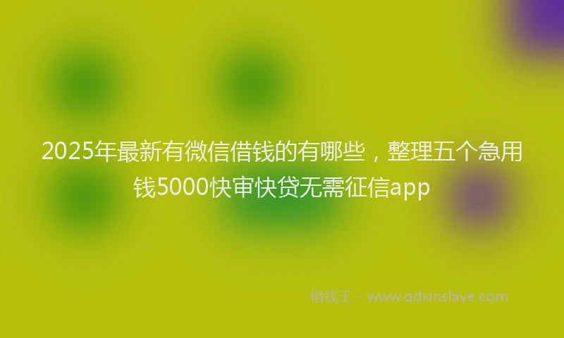 2025年最新有微信借钱的有哪些，整理五个急用钱5000快审快贷无需征信app