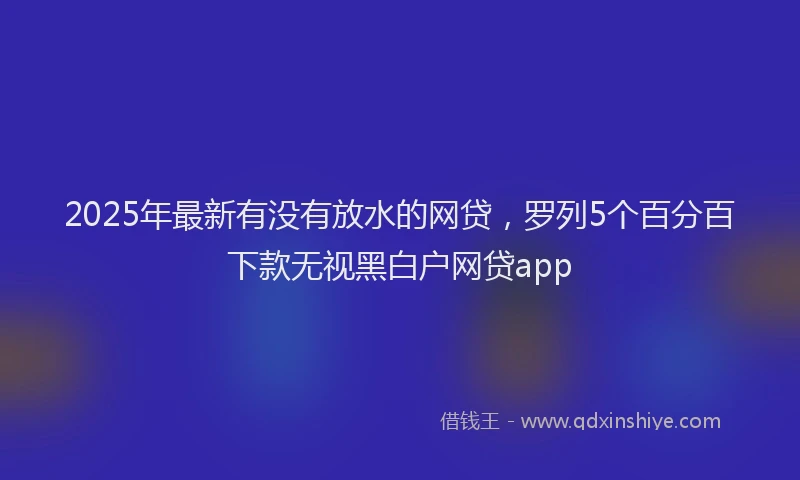 2025年最新有没有放水的网贷，罗列5个百分百下款无视黑白户网贷app