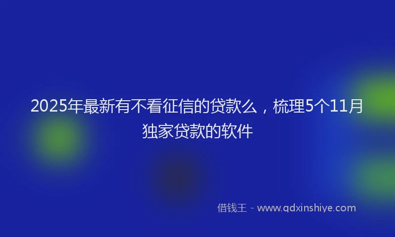 2025年最新有不看征信的贷款么，梳理5个11月独家贷款的软件