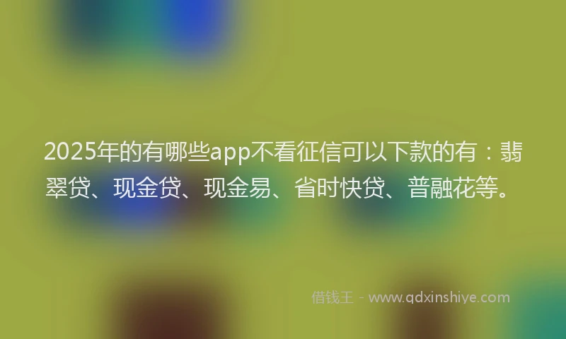 2025年的有哪些app不看征信可以下款的有：翡翠贷、现金贷、现金易、省时快贷、普融花等。