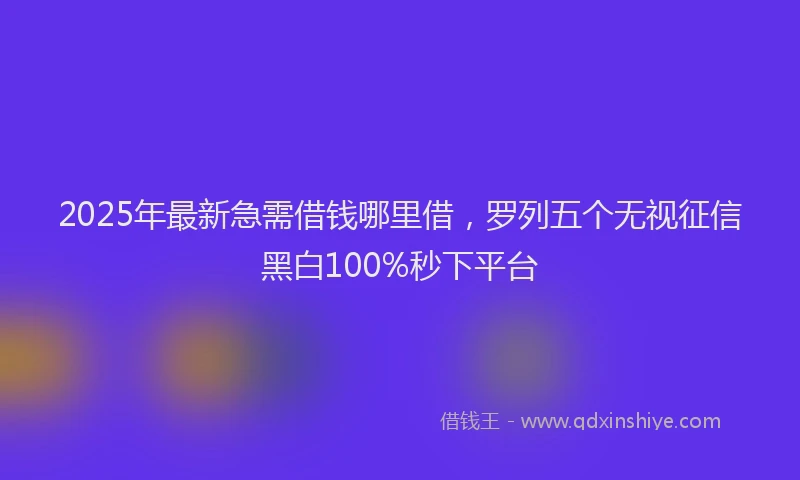2025年最新急需借钱哪里借，罗列五个无视征信黑白100%秒下平台