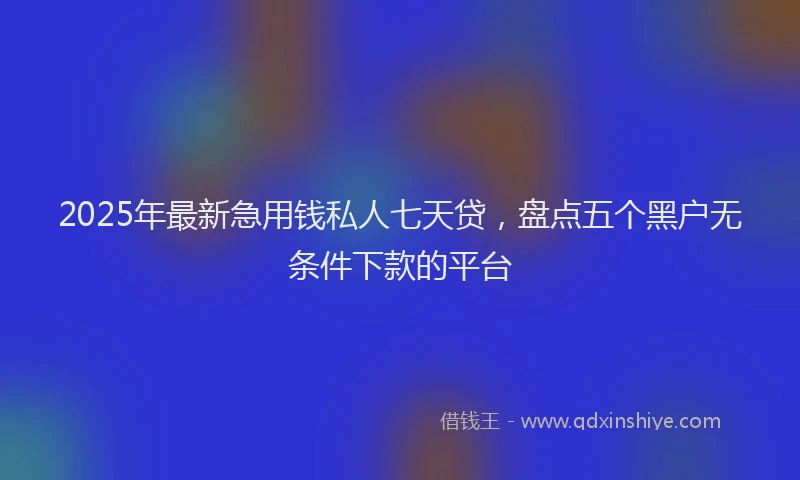 2025年最新急用钱私人七天贷，盘点五个黑户无条件下款的平台