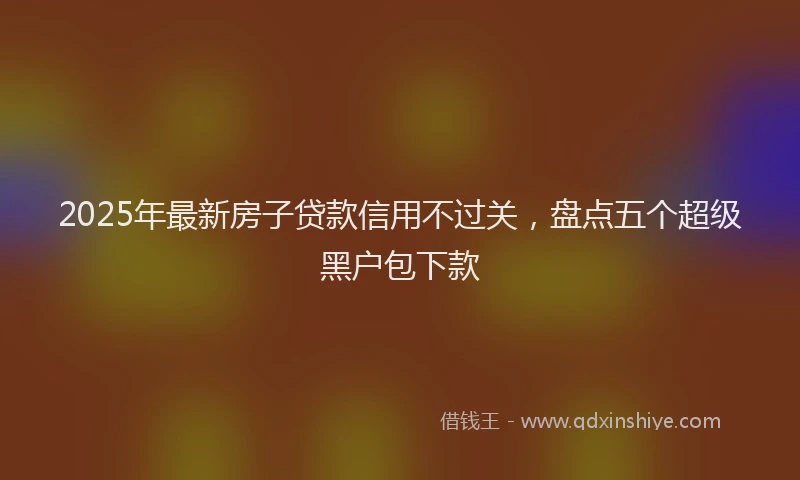 2025年最新房子贷款信用不过关，盘点五个超级黑户包下款