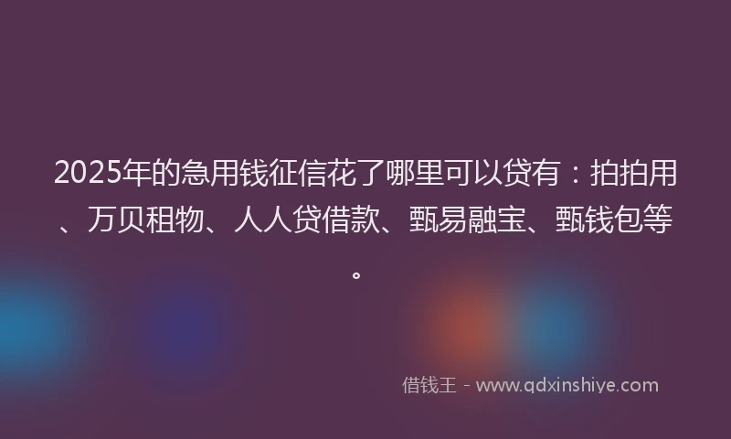 2025年的急用钱征信花了哪里可以贷有：拍拍用、万贝租物、人人贷借款、甄易融宝、甄钱包等。