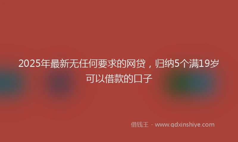 2025年最新无任何要求的网贷，归纳5个满19岁可以借款的口子