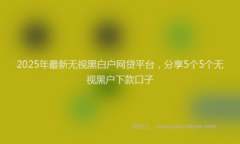 2025年最新无视黑白户网贷平台，分享5个5个无视黑户下款口子