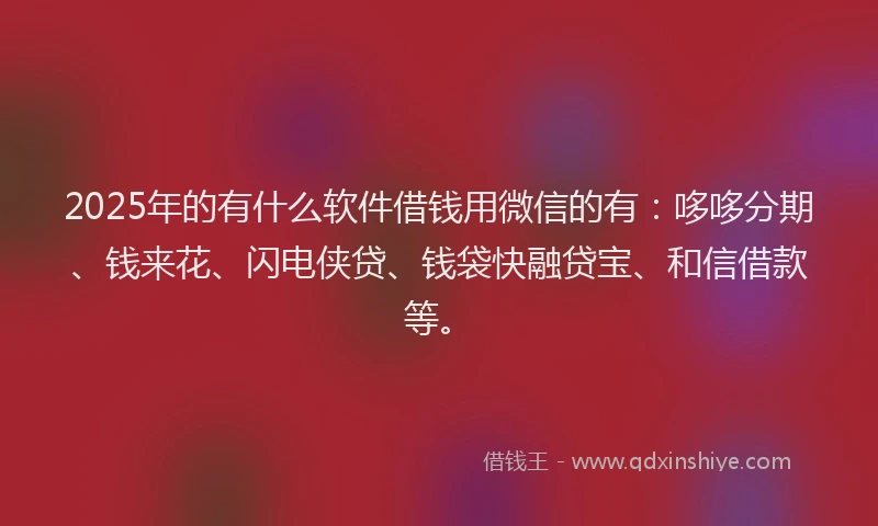 2025年的有什么软件借钱用微信的有：哆哆分期、钱来花、闪电侠贷、钱袋快融贷宝、和信借款等。